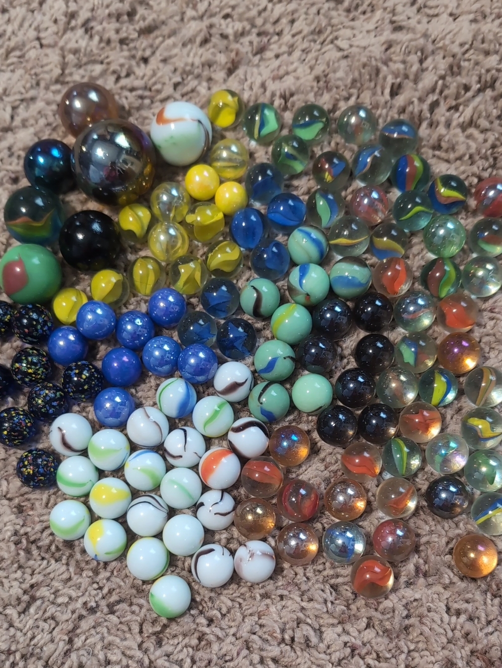 Assorted Vintage Glass Marbles - Multicolor Mix - 125 Pieces